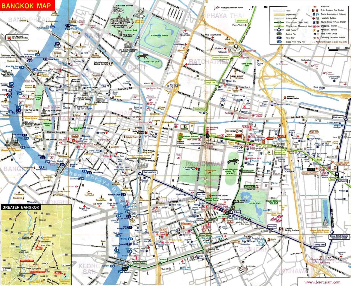 bangkok ਯਾਤਰੀ ਨਕਸ਼ਾ ਅੰਗਰੇਜ਼ੀ