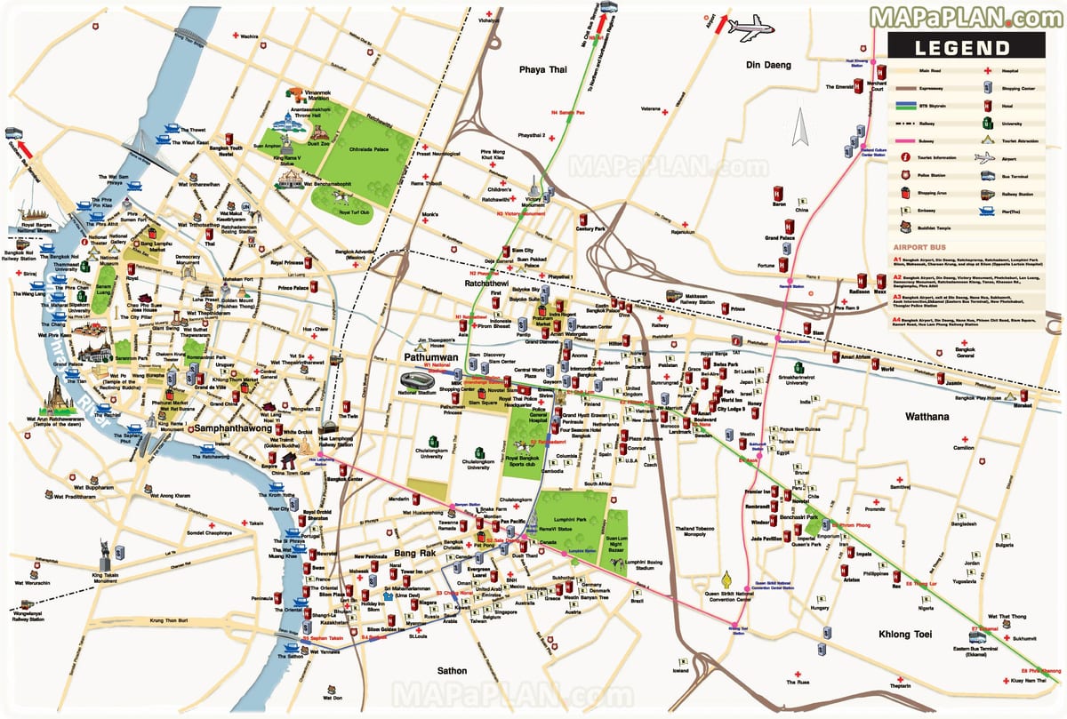 bangkok ਮੁੱਖ ਆਕਰਸ਼ਣ ਦਾ ਨਕਸ਼ਾ