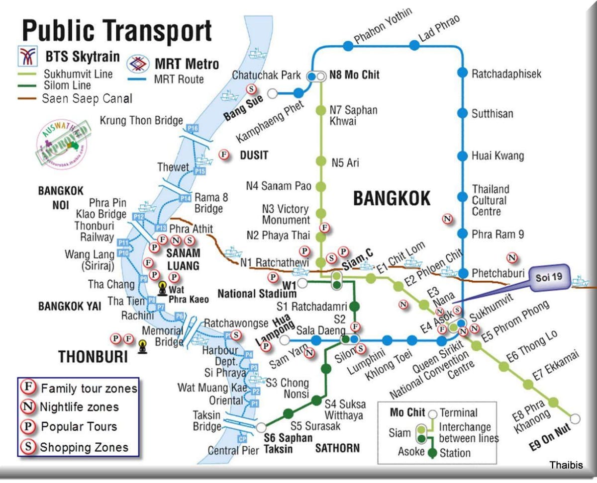 bangkok ਜਨਤਕ ਆਵਾਜਾਈ ਦਾ ਨਕਸ਼ਾ