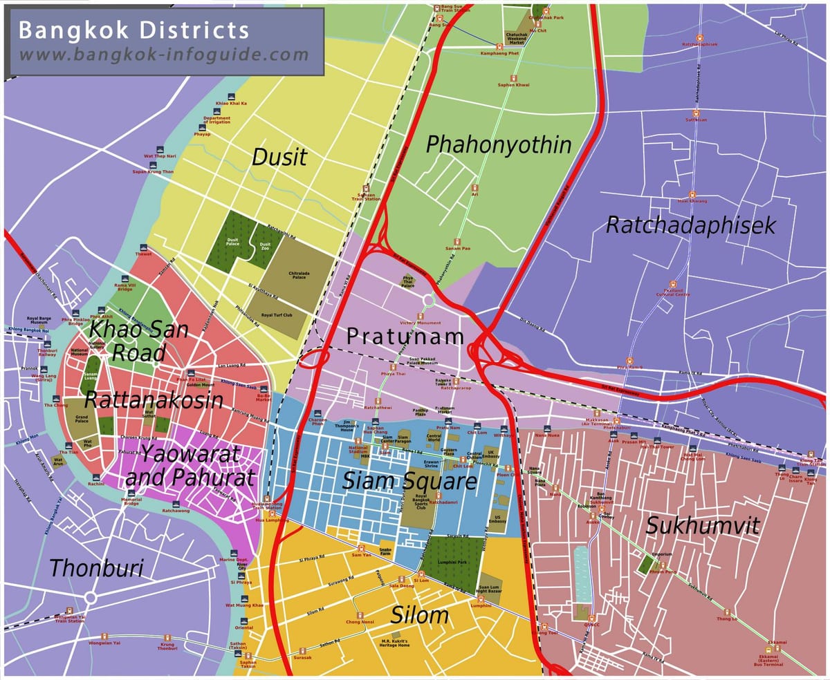 ਨਕਸ਼ਾ ਦੇ bangkok ਅਤੇ ਆਲੇ-ਦੁਆਲੇ ਦੇ ਖੇਤਰ