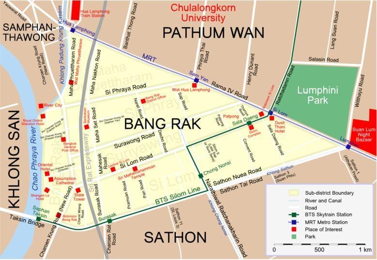 ਨਕਸ਼ਾ ਦੇ bangkok red ਚਾਨਣ ਜ਼ਿਲ੍ਹੇ
