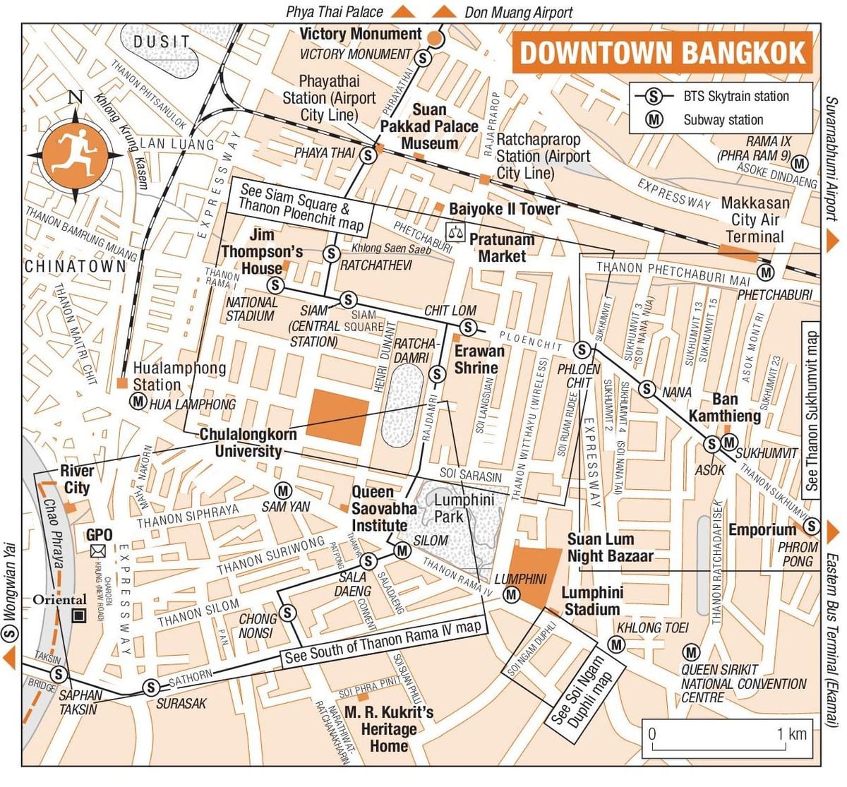 downtown bangkok ਦਾ ਨਕਸ਼ਾ